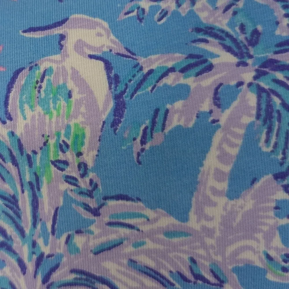 Lilly Pulitzer White Blue Palm Tiger Gator Long Sleeve Amara Shirt Blouse Medium
